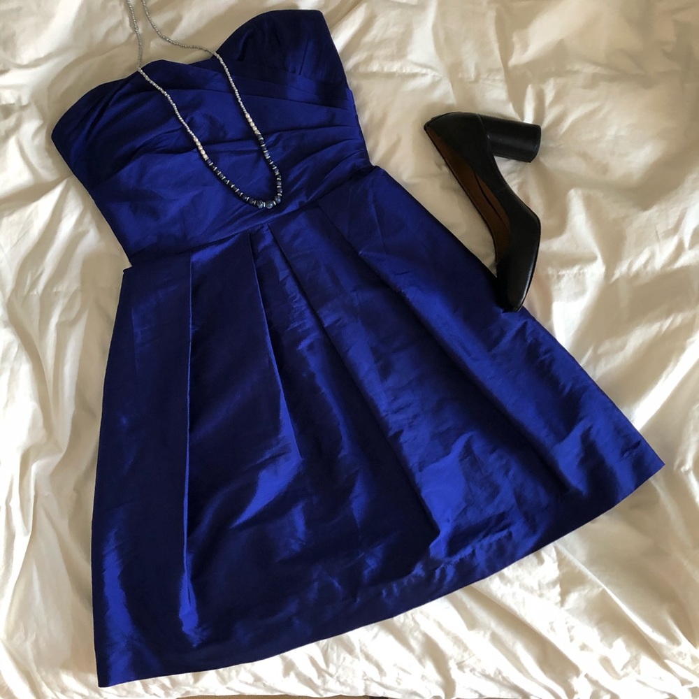 Alfred Sung Strapless Electric Blue Dress D498